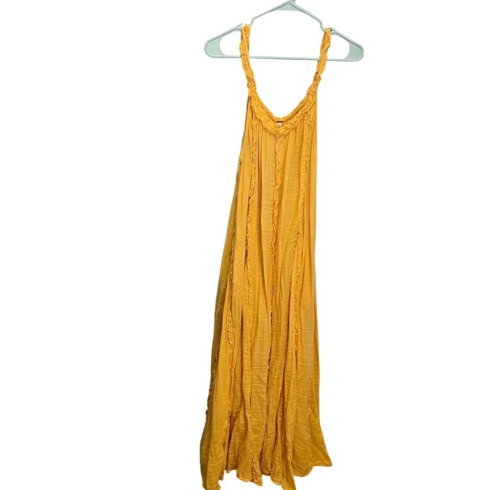 Free People Mckinley Ruffle Maxi Dress, Boho Chic Summer Staple, Banana Yellow S - Picture 8 of 10